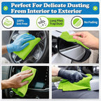 Microfiber Cleaning Cloth, Shop Towels Bulk, 24 Pack Green Microfiber Towels for Cars, All-Purpose Absorbent Cleaning Rags, Dust Cloth for Automotive, Mechanic, Garage, Bar, 12 x 11 inch
