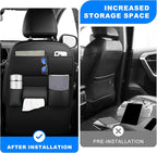Back Seat Protector 2 Pack Fit for Honda Odyssey Car Kick Mats with Cup & Tissue Storage Organizer Pockets Waterproof Dirt Proof Faux Leather Auto Accessories for Kids(1 Pair Black)