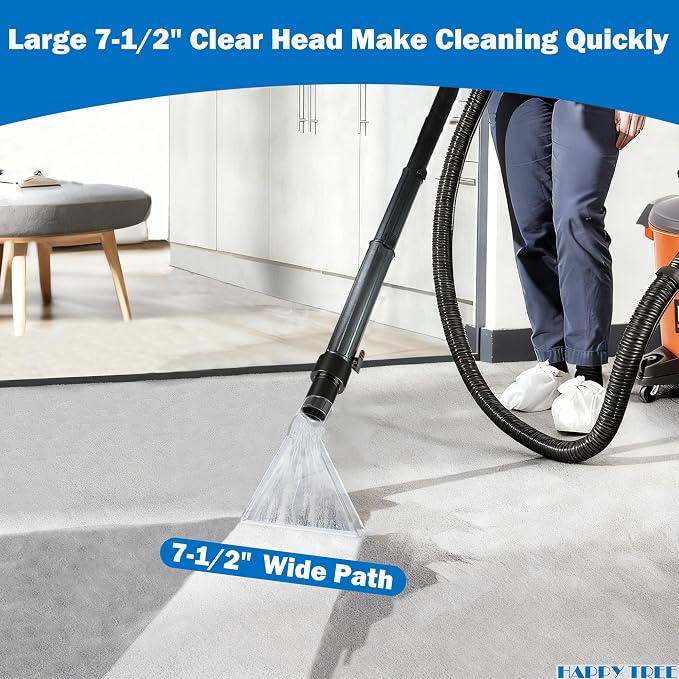 Universal Fits All Shop Vacs Large 7-1/2" Clear Extraction Head with 2-1/2" &1-7/8" & 1-1/4" Adapters for Auto Detailing, Shop Vac Extractor Attachment for 1-26 Gallon Wet Vacuum Cleaners