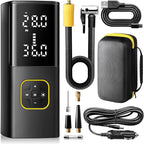 Rechargeable Tire Inflator Portable Air Compressor for Car Tires, 150PSI Battery Powered Cordless Air Pump with Digital Pressure Gauge & Auto Shutoff for Bike Motorcycle E-Bike Ball