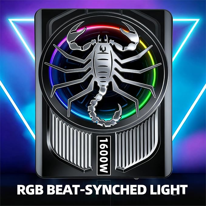 Upgrade1600W Under Seat Subwoofer | 10" Slim Car Sub with Built-in Amp, RGB LED Lights, APP Control | Independent Bass Knob, LPF, Gain, Bass Boost | High Output Deep Bass Distortion-Free Audio
