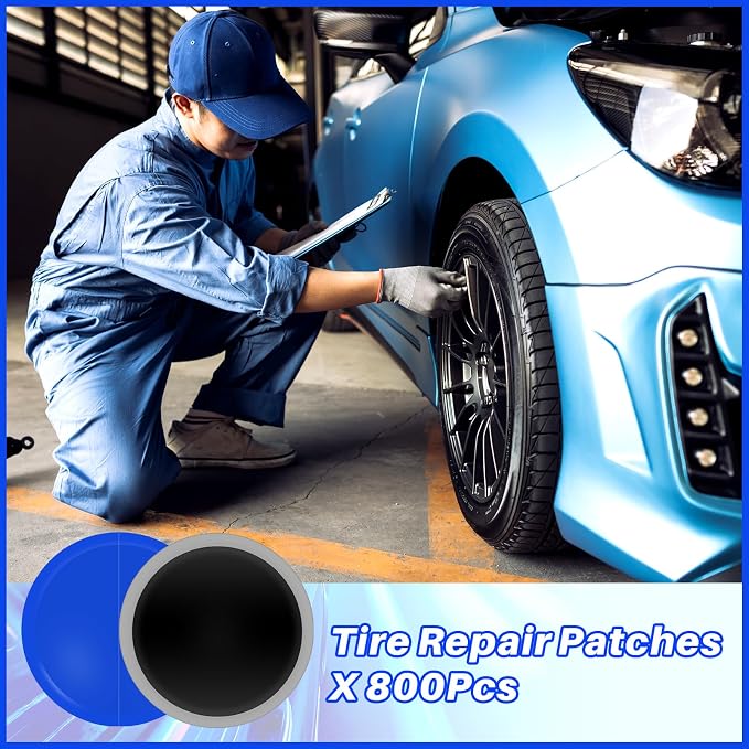 800 Pcs Heavy Duty Tire Patches Radial Patch Round Cold Tyre Puncture Tool Kit for Car Truck Motorcycle Automobile Bike Inner Tire (42mm)
