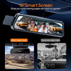 3 Channel Mirror Dash Camera for Cars,9.66" Triple Rear View Mirror with Front 4K/3K, Inside and Rear 1080P with WiFi, G-Sensor, Night Vision, Reverse Assist, Parking Monitoring (Include 64GB Card)