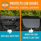 K&H Pet Products Car Door Protector for Dogs, 2 Pack Waterproof Interior Pet Car Door Protector from Dog Scratching, Stay Put Cover Design, Fits Most Vehicles, Washable - 27 x 19in Gray