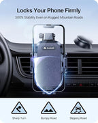 Car Phone Holder Mount (Strong Suction&Bumpy Road Stable) Phone Holders for Your Car, Cell Phone Car Mount for Windshield Dash Vent Truck Cradle Stand for iPhone 17 16 15 14 Pro Max, Blue