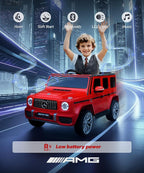 Licensed Mercedes-Benz AMG G63 Ride on toys,Drivable Car for Toddler,Kids' Electric Vehicles,Dual Mode of Flashing Light/LED light,Low Battery Prompt,Bluetooth,Music& Horn,Soft Start,Light Red