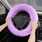 Steering Wheel Cover, Fluffy Car Wheel Covers for Women/Girls/Ladies，Soft Wool Fur Steering Wheel Protector, Universal 14 1/2 inches to 15 inches - Purple