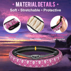 Day of the Dead Sugar Skull Steering Wheel Cover for Women Men Neoprene Breathable Pink Floral Wheel Cover Protector Anti-Slip Car Accessories Universal 15 Inch Fit for Cars Trucks Vehicles