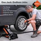3 Ton Floor Jack (6000 lbs), Single Piston Steel Hydraulic Floor Jack, Lift Range 5.5" to 18.5", Fits Cars, SUVs & Standard Trucks - Not for Lifted Vehicles or Heavy-Duty Trucks