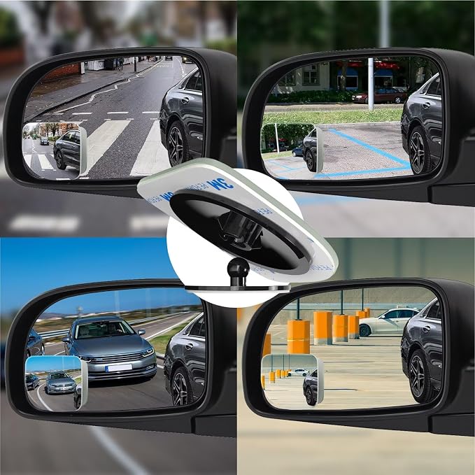 4 Pack Blind Spot Mirrors for Car, Frameless Side Mirror Blindspot Convex HD Glass Car Accessories, Side View Mirror Blindspot with Wide Angle Adjustable Stick for Cars, SUV and Trucks