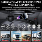 Car Seat Gap Filler Set of 2, Upgraded Car Side Seat Gap Fillers with Organizer, Cup Holder & Hook Function, Inserts Between Front Seats Console Catcher 4in1 Gap Stopper Fill Plug Storage Box (Black)