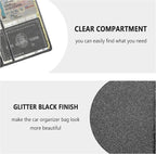 Car Registration and Insurance Holder,PU Leather Car Glove Box Organizer Car Document Holder for ID,Driver's License (Sequins Black)