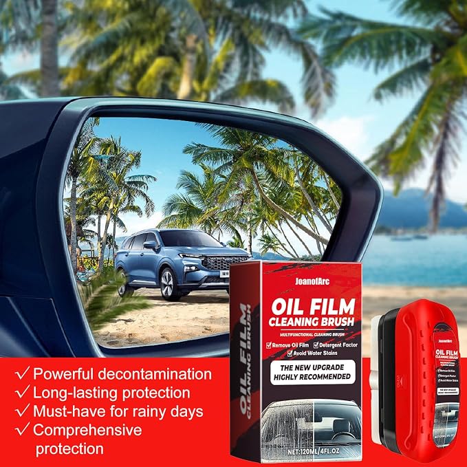 JoanofArc Oil Film Remover for Car Windshield - 120ml Glass Cleaner Spray for Auto Glass, Removes Oil Film for Crystal Clear Vision, Anti-Fog Treatment for Night Driving Safety