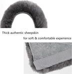 Authentic Sheepskin Seatbelt Cover Real Wool Car Truck SUV Airplane Seat Belt Shoulder Pad for Carmera Backpack Straps Neck Cushion Protector 2 Pack Dark Grey