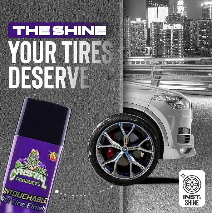 Untouchable Tire Shine Spray – Long-Lasting Wet Tire Finish for Deep Gloss & Protection – Waterproof Tire Shine, Easy Application, Premium Tire Cleaner Shine 13oz (12PK)