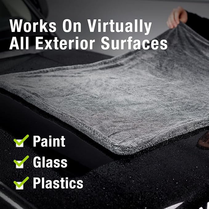 Mega Car Drying Towel - Holds Up to 9 lbs, No Streaks, Scratches, or Water Spots | 1200 GSM Microfiber Double Twist Pile & Edgeless Design, 1 Quick & Effortless Dry - 24” x 36”