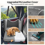Dog Car Seats for Small Medium Dogs, Wipe Clean Waterproof Detachable PU Leather Cover, Thickened 2 inch Memory Foam Pet Car Seat with Safety Belt and Storage Pockets(No Cushion)
