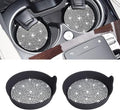 Car Cup Coaster Universal Non-Slip Cup Holders Bling Crystal Rhinestone Car Interior Accessories 2 Pack Black Whole Rhinestone