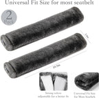Soft Faux Fur Universal Fit Seatbelt Cover Car Truck SUV Airplane Seat Belt Shoulder Pad for Carmera Backpack Straps Neck Cushion Protector 2 Pack 10.5in Dark Gray
