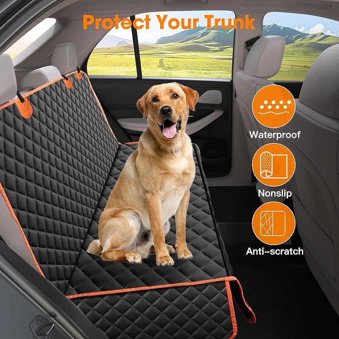 Truck Back Seat Cover for Dogs, Waterproof Pet Seat Covers for Trucks, Dog Cover for Truck Back Seat, Nonslip Pet Bench Seat Cover for Ford F150 F250 F350/Chevrolet Silverado/GMC/Ram