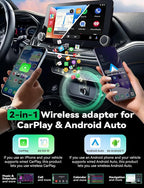 Wireless Carplay & Android Auto Adapter, Metal Design Mini & Stable 2-in-1 Dongle, Convert Vehicle's Wired CarPlay/AA to Wireless, for iOS 10+/Android 11+ & Cars from 2016