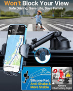 【Upgraded Strongest Suction & Pro Military-Grade】Ultimate Car Phone Mount【360°Rotatable Suction】Cell Phone Holders Truck Stand for Dashboard Windshield Vent for iPhone 17 Pro Max 16 Samsung,Dark Grey