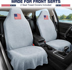 Car Seat Towel Cover, Sweat-Proof & Absorbent Microfiber Seat Protector for Gym, Workout & Beach, Universal Fit for Most Cars, SUVs & Trucks, 59"x29", Silver Gray Flag (2-Pack)