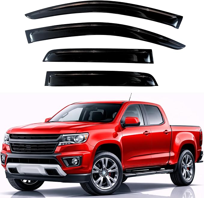 KPY Rain Guards Fit for 2015-2022 Chevrolet/Chevy Colorado Crew Cab, Out-Channel Window Visors Vent Wind Deflectors 4PC, Truck Accessories for 2015-2022 GMC Canyon Crew Cab (Full-Size Cabs)