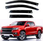 KPY Rain Guards Fit for 2015-2022 Chevrolet/Chevy Colorado Crew Cab, Out-Channel Window Visors Vent Wind Deflectors 4PC, Truck Accessories for 2015-2022 GMC Canyon Crew Cab (Full-Size Cabs)
