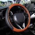 Steering Wheel Cover for 14.5-15 inch Wheels, Breathable PU Leather with Perforated Sides, Anti-Slip Grip, Universal Fit for Cars & SUVs, Black and Orange