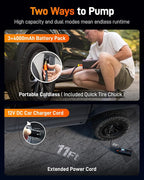 150PSI Heavy Duty Tire Inflator Portable Air Compressor,Double- cylinder 45LPM Fast Air Pump for Car Tires,3.5'' LED Display,20'' Hose,Air Compressor for Car,Pickup Truck,Bike