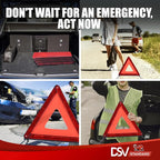 Emergency Triangles, Warning Triangles for Vehicles, Reflective Triangle, Safety Triangles with Case for Vehicles Breakdown, 3-Pack