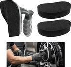 Car Tire Shine Applicator, High-Density Sponge Tyre Dressing Applicator Pad with Curved Handle & 2 Sponges, Reusable Wheel Polishing Brush Auto Detailing Foam for Applying Tire Shine