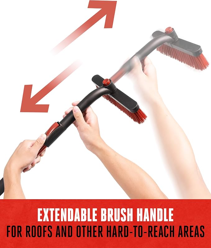 Motor Trend Ice Scraper with Extendable Handle and Rotating Brush Head - Tough Rubber Grip Snow Brush/Broom/Frost Remover for Car and Truck Windshields/Mirrors, Winter Storm Survival Kits