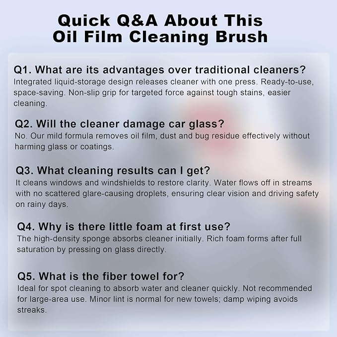 Oil Film Cleaning Brush for Car Windows Upgrade Clear Vision Car Glass Cleaner | Improves Crystal Clarity and Anti-Fog, Windshield Oil Film Remover Comes with Microfiber Towel for Car & Home Use (Red)