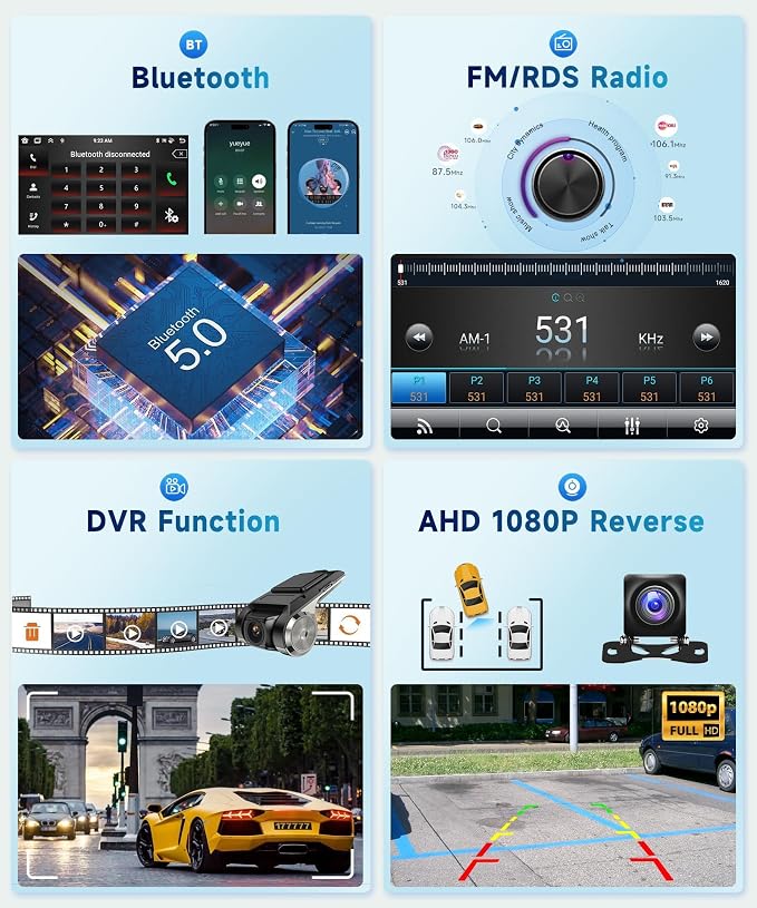 8 Core+6G+128G Car Radio Stereo for Toyota HILUX 2005-2014, Wireless Carplay Android Auto, 9 Inch IPS Touchscreen with WiFi, GPS, Bluetooth,FM/RDS, 32EQ DSP, HD Rear Camera