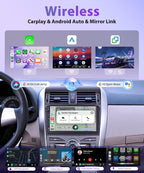 4G+64G Android Car Stereo for Toyota Corolla 2009-2013, 9 Inch Incell Touchscreen with Physical Buttons, Wireless CarPlay Android Auto GPS Bluetooth WiFi FM RDS EQ SWC Type-C Backup Camera