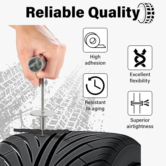 Sixzoo 60 PCS Tire Plugs Heavy Duty, 4" X 0.24" Tire Repair Plugs, Rubber Tires Plug, Tires Repair Strings for Tubeless Puncture Car, RV, SUV, ATV, Motorcycle, Truck,Tractor (Black)