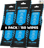 Car Interior Wipes (25 ct, Pack of 6) for Car Interior Cleaning, Dashboard, Seats, Detailing, and Steering Wheel [Travel Size] Skin-Safe Car Interior Cleaner Supplies