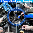 Car Wash Kit, Car Detailing Kit with Foam Gun, Car Wash Brush Mop and Large Folding Bucket Suitable for Car Cleaning, Blue Car Wash Set Gift for Men and Women