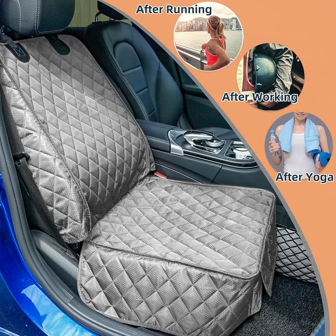 Waterproof Front Seat Car Cover, Full Protection Dog Car Seat Cover with Side Flaps, Nonslip Scratchproof Front Seat Cover Fits for Cars, Trucks, SUVs, Jeep, Gray (Gray)