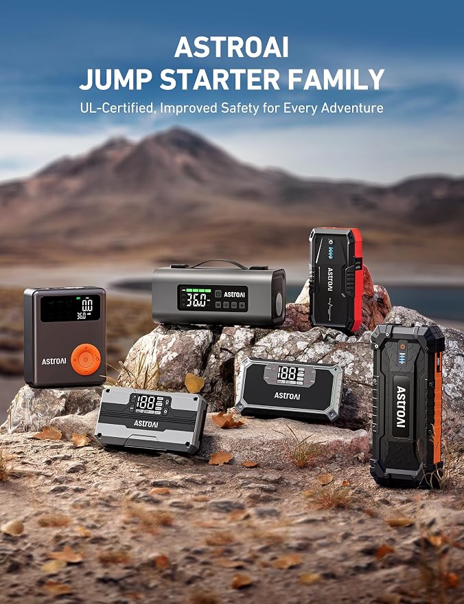 S8 Car Battery Jump Starter, Car Jumper Starter Battery Pack for Up to 6.0L Gas & 3.0L Diesel Engines, 12V Portable Jump Box with 3 Modes Flashlight and Jumper Cable (Red)