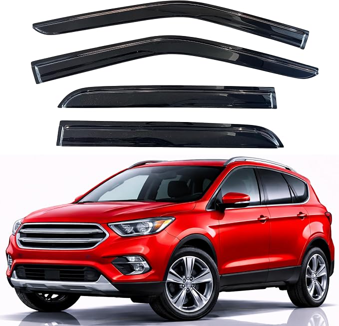 KPY Rain Guards Fit for 2013-2019 Ford Escape, Out-Channel Window Visors Vent Wind Deflectors 4PC, Car Accessories for 13-19 Escape