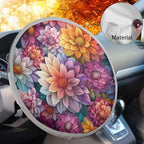 Dahlia Print Steering Wheel Cover Sun Shade 17 inch Cooling Steering Wheel Sun Cover for Heat Protection Universal Auto Accessories Heat Reflector Fit Most Cars SUV Trucks Van