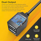 OBD Constant Power Cable,OBD II Power Adapter with Two USB Ports for Dashcam,24/7 Power Supply Mode/Low Voltage Protection,Vehicle OBD 5V 3A Port Charger Cable Compatible with Gar‘min Dash Cam