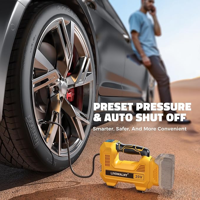Cordless Tire Inflator Portable Air Compressor Tire Air Pump Compatible With Dewalt 20V Battery - 160PSI Auto Pump with Digital Pressure Gauge for Car Tires, Bicycle, Balloons (Tool Only)