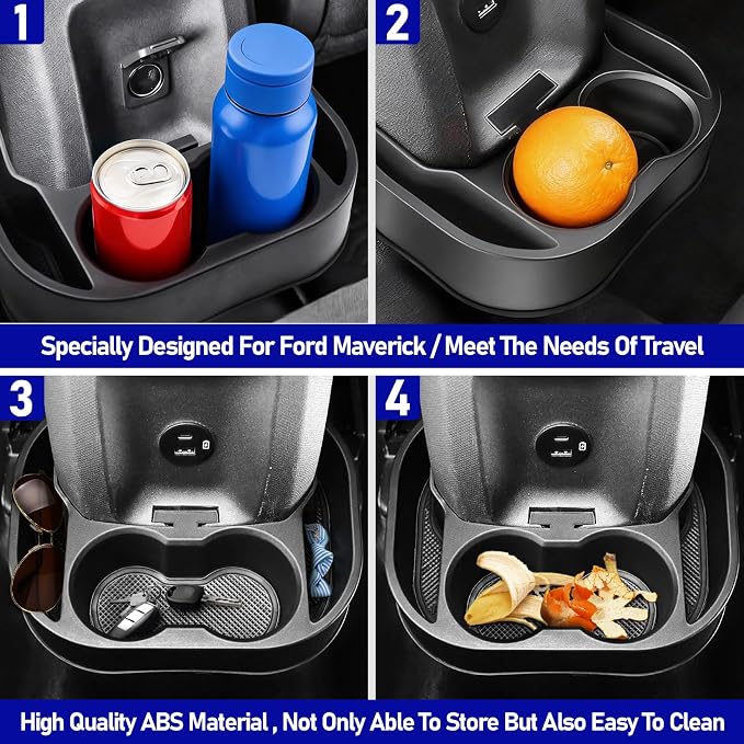 Rear Cup Holder for Ford Maverick 2025 2024 2023 2022,Upgraded Rear Dual Drink Holder Storage Organizer for Maverick Interior Accessories,Removable Back Seat Insert Expander Water Bottle Holder