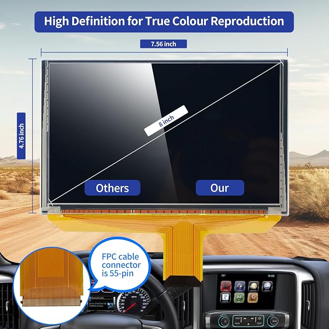 LCD Touch Screen Replacement DJ080PA-01A Digitizer Screen Radio Fit 2014-2018 Chevy Silverado Tahoe Chevy Colorado OEM Navigation, Fit GMC Sierra Yukon Trucks SUV Mylink 8-inch Touchscreen