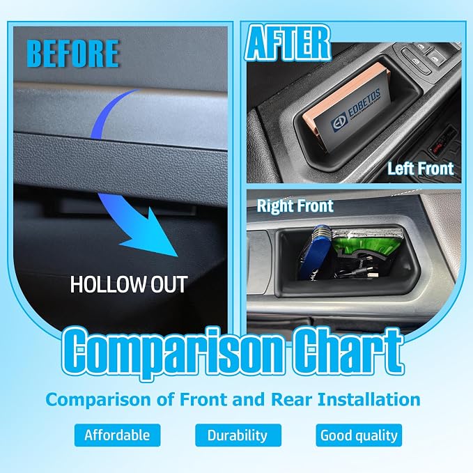 Atlas Door Side Storage Box Handle Container Compatible with 2018-2023 VW Atlas/Atlas Cross Sport Accessories, ABS Inner Door Handle Organizer Phone Pocket Insert Tray Glove Pallet, 4PCS Set