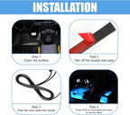 Car LED Strip Light, 24 LED 12V USB Port, Ice Blue | RGB Neon Auto Interior Atmosphere Lights, Under Dash Ambient Night Light, Universal Decorative Lamp Accessory for Car Truck